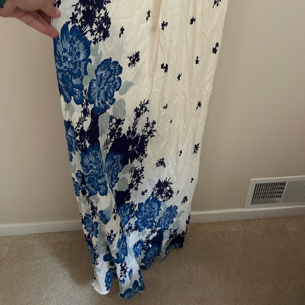 Free People Get To Me Printed Maxi Slip Dress Size XL in Blue - Picture 6 of 10